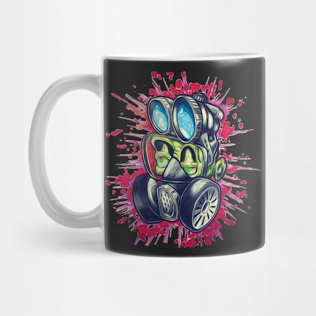 New School Style Zombie Gas Mask Color Effect Art by ckandrus